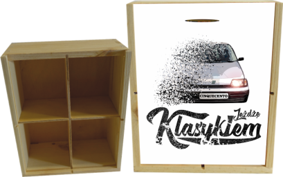 Jeżdżę klasykiem CINQUECENTO - skrzynka drewniana 4 przegródki