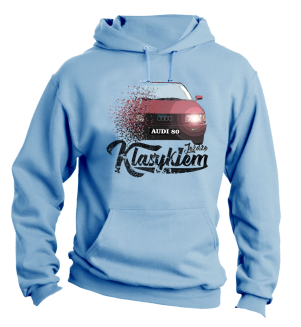 Jeżdzę klasykiem Audi 80 - bluza męska z kapturem błękitna