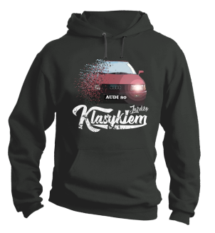 Jeżdzę klasykiem Audi 80 - bluza męska z kapturem szara
