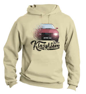Jeżdzę klasykiem Audi 80 - bluza męska z kapturem beżowa