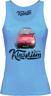 Błękitny top damski z nadrukiem - SEICENTO 