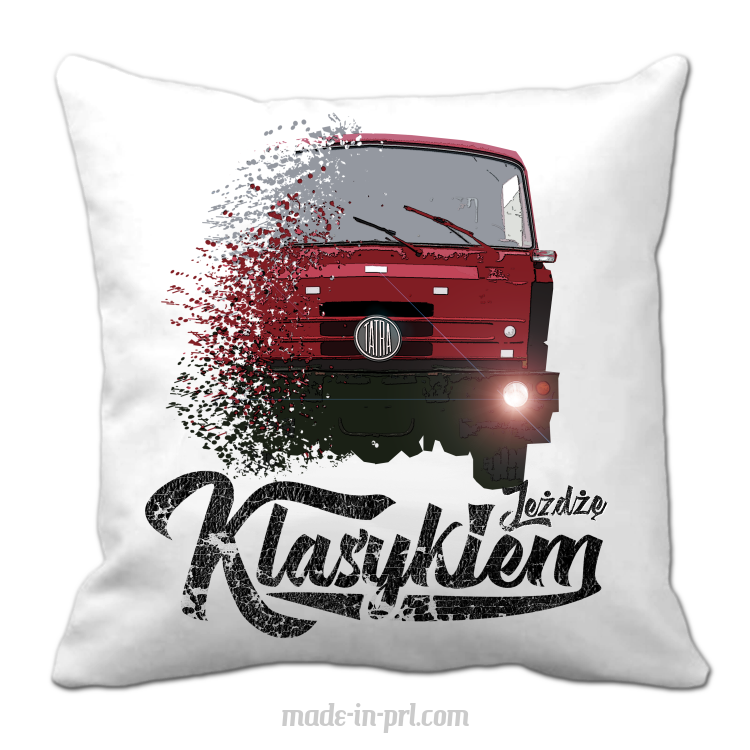 Jeżdżę klasykiem TATRA Auto - poduszka biała 40x40cm