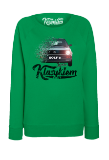 Jeżdżę klasykiem GOLF 2 - bluza damska standard zielona