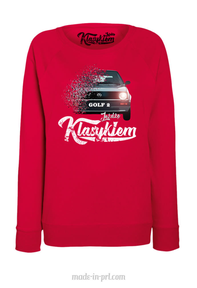 Jeżdżę klasykiem GOLF 2 - bluza damska standard czerwona