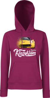 Jeżdżę klasykiem Corvette Żółty Sport - bluza damska z kapturem bordowy
