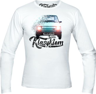 Jeżdżę klasykiem FIAT 126p - longsleeve męski biały