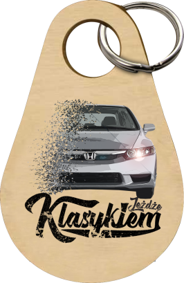 Jeżdżę klasykiem Honda Accord -Drewniany brelok do kluczy  