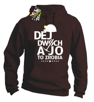 Dej dwóch a jo to zrobia - bluza męska z kapturem brązowa