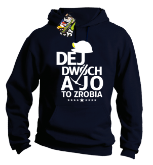 Dej dwóch a jo to zrobia - bluza męska z kapturem granatowa