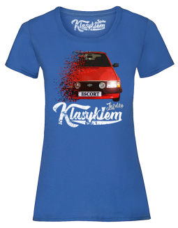 Jeżdżę klasykiem Ford Escort Stary - koszulka damska niebieska