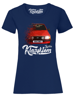 Jeżdżę klasykiem Ford Escort Stary - koszulka damska granatowa