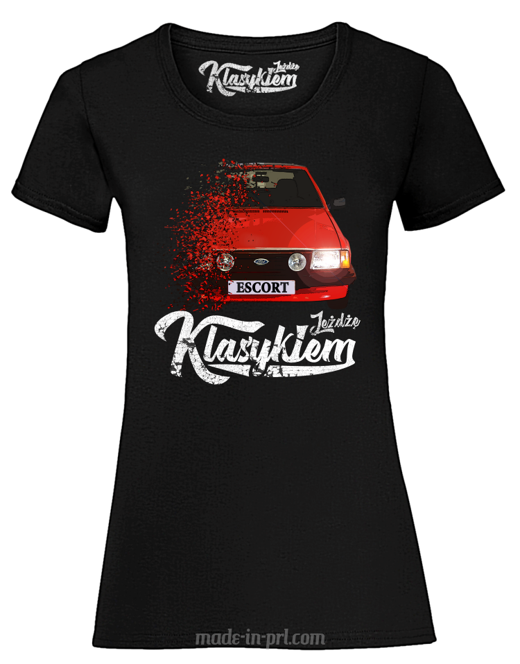 Jeżdżę klasykiem Ford Escort Stary - koszulka damska czarna