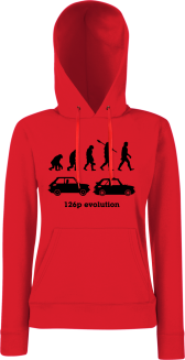 126p Evolution - bluza damska z kapturem czerwona
