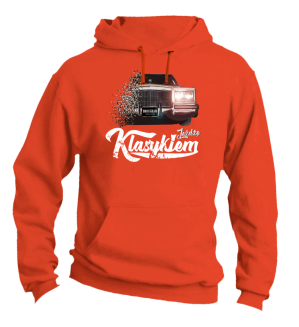 Jeżdżę klasykiem Cadillac Classic Brougham - bluza męska z kapturem pomarańczowa