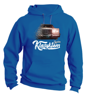 Jeżdżę klasykiem Cadillac Classic Brougham - bluza męska z kapturem niebieska