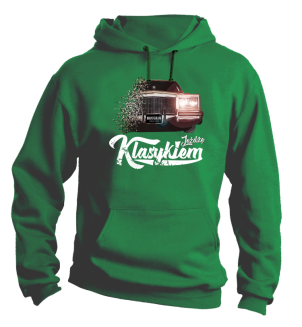 Jeżdżę klasykiem Cadillac Classic Brougham - bluza męska z kapturem zielona