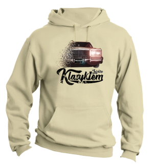 Jeżdżę klasykiem Cadillac Classic Brougham - bluza męska z kapturem beżowa