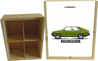 Polonez zielony Klasyczny Bok -  skrzynka drewniana 4 przegródki