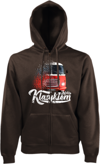 Jeżdżę klasykiem Jelcz OGÓREK - bluza męska kaptur na zamek brązowa