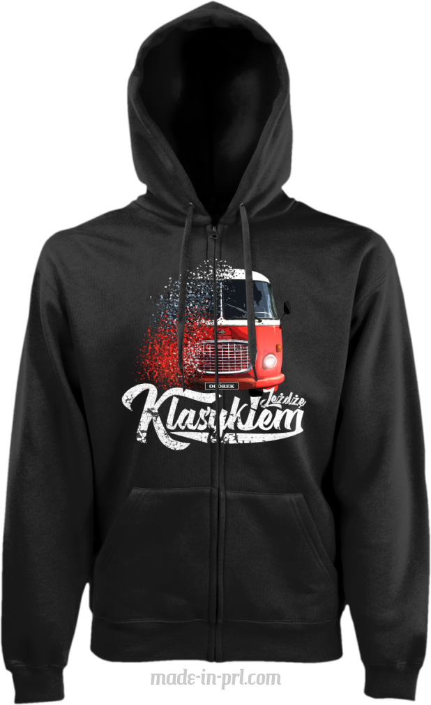 Jeżdżę klasykiem Jelcz OGÓREK - bluza męska kaptur na zamek czarna