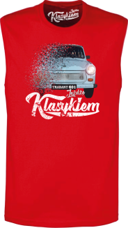 Czerwony top męski z nadrukiem TRABANT 601