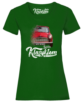 Jeżdżę klasykiem Mini Morris - koszulka damska zielona