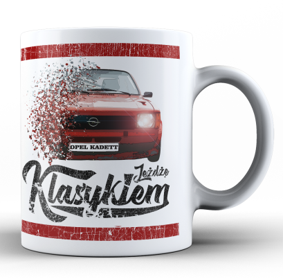 Jeżdżę klasykiem OPEL Kadett  -  kubek biały ceramiczny 330ml