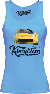 Jeżdżę klasykiem Corvette Żółty Sport - top damski błękitny
