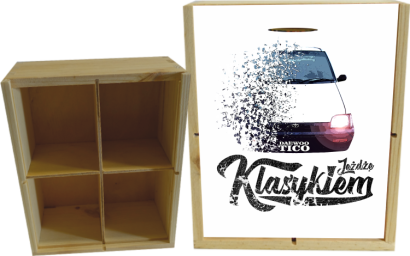 Jeżdżę Klasykiem DAEWOO Tico - skrzynka drewniana 4 przegródki