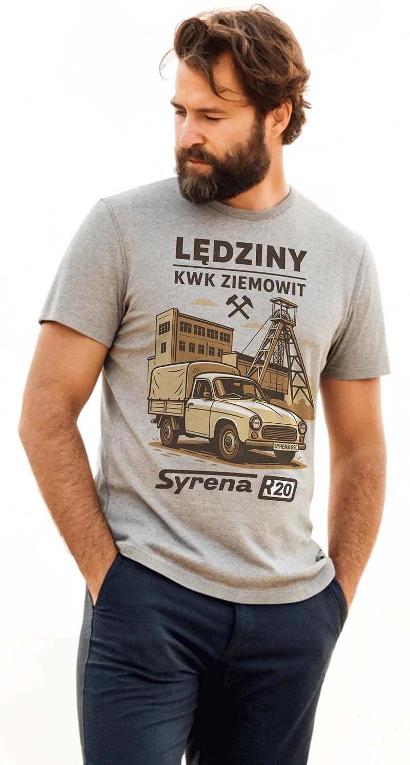 Lędziny KWK ZIEMOWIT Syrena R20 dostawczak - koszulka męska